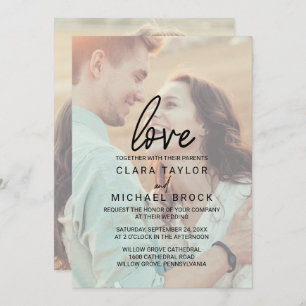 Invitación Caligrafía caprichosa   Faded Photo Love Boda