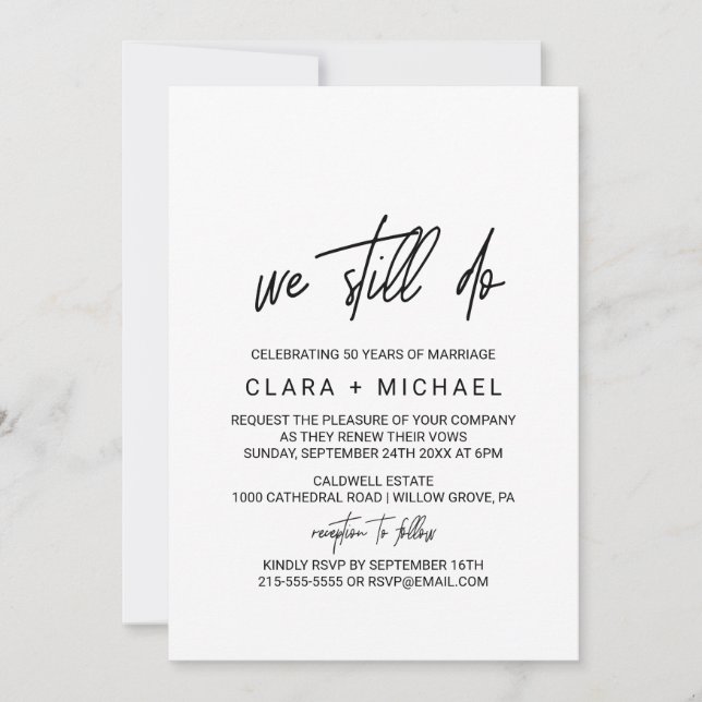 Invitación Caligrafía caprichosa promete renovación (Anverso)