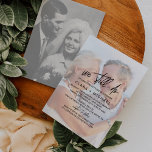 Invitación Caligrafía caprichosa | Renovación de Vow de Foto<br><div class="desc">Esta caprichosa caligrafía descolorida tarjeta de invitación a la renovación de la promesa de foto es perfecta para una moderna ceremonia de renovación y celebración. El diseño presenta una tipografía elegante y rústica con dos de tus fotos,  una foto actual y una foto de tu día de boda.</div>