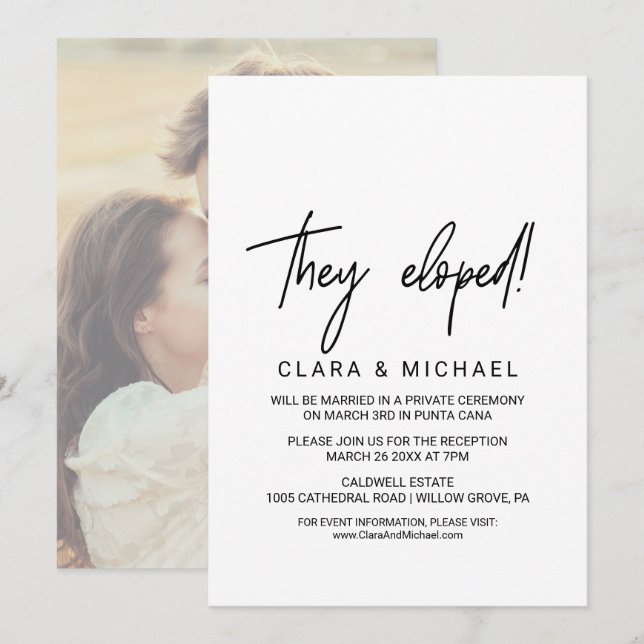 Invitación Caligrafía caprichosa | Respaldo fotográfico que e (Anverso / Reverso)