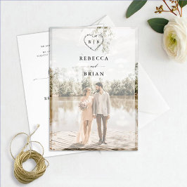Invitación Caligrafía cardíaca esbozada Boda fotográfico romá