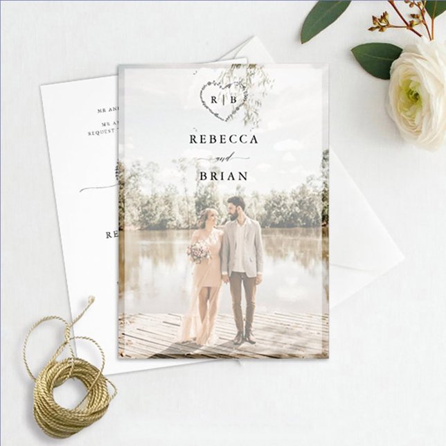 Invitación Caligrafía cardíaca esbozada Boda fotográfico romá (Subido por el creador)