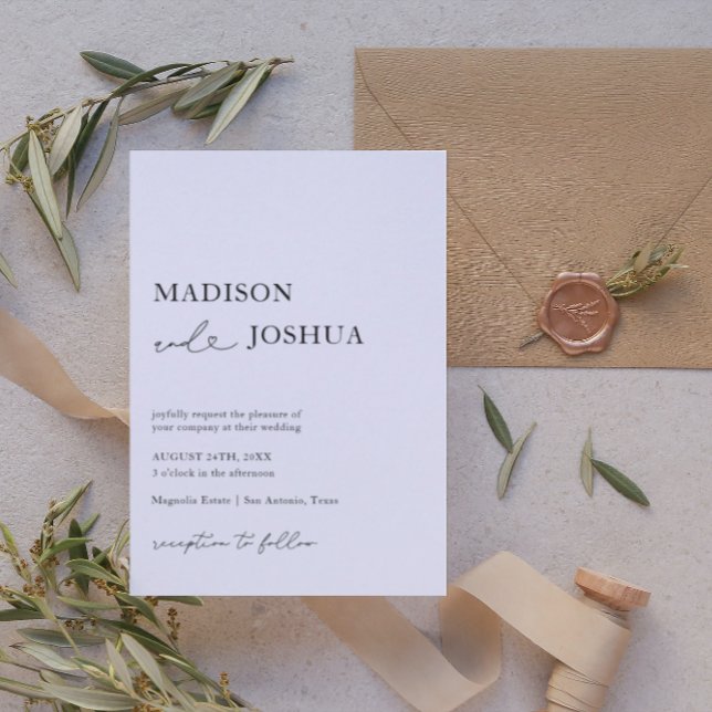 Invitación Caligrafía cardíaca moderna Boda blanco y negro (Subido por el creador)