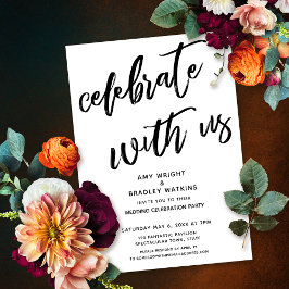 Invitación Caligrafía Celebren Con Nosotros Recepción de Boda
