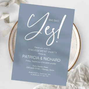 Invitación Caligrafía Chic Ella Dijo Sí Fiesta de Compromiso