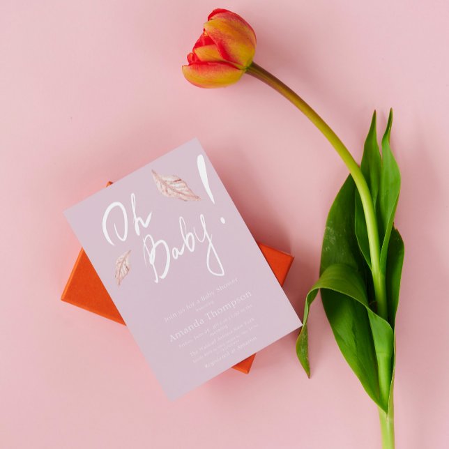 Invitación Caligrafía Chica rosa manuscrito Oh Baby Shower (Subido por el creador)