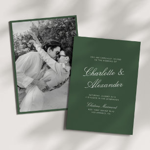 Invitación Caligrafía Clásica Bodas de Dinero Antiguo Verde S