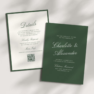 Invitación Caligrafía Clásica Bodas de Dinero Antiguo Verde S
