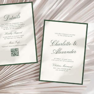 Invitación Caligrafía Clásica Bodas de Dinero Antiguo Verde S