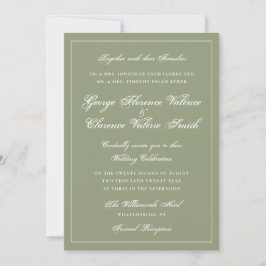 Invitación Caligrafía Clásica de Boda en Verde Musgo