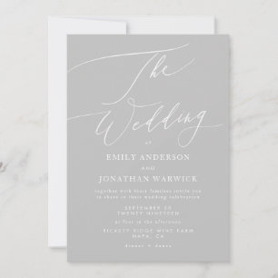 Invitación Caligrafía clásica gris claro El Boda