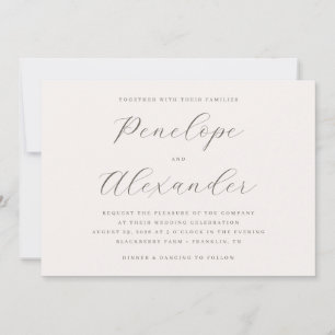 Invitación Caligrafía Crema Elegante