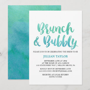 Invitación Caligrafía de acuarela Destino Brunch & Bubbly
