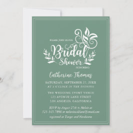 Invitación Caligrafía de Boda decorativa verde sabio