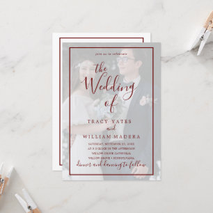 Invitación Caligrafía de Borgoña Boda de fotografía de Vellum