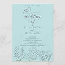 Caligrafía de coral romántico azul grabado en reli