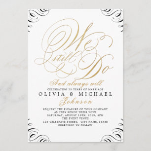 Invitación Caligrafía de época elegante en oro negro que TODA