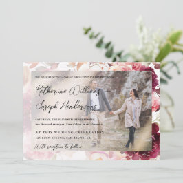 Invitación Caligrafía de escritura de Borgoña Jardín Boda de