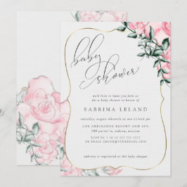 Invitación Caligrafía de escritura moderna Baby Shower rosa r