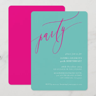 Invitación caligrafía de FIESTA elegante minimal divertida me