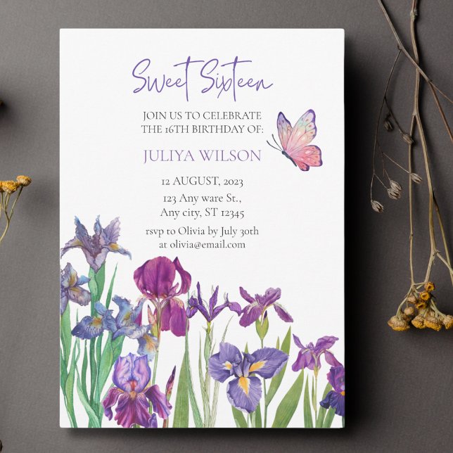 Invitación Caligrafía de flor de iris dulce 16 (Subido por el creador)