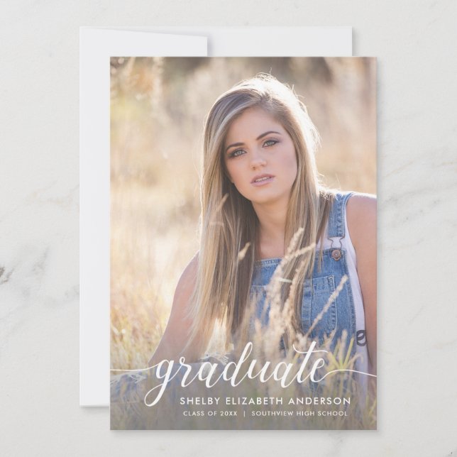 Invitación Caligrafía de grado | 2 Partido de Graduación de F (Anverso)