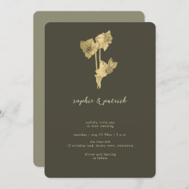 Invitación Caligrafía de guión Boda mínimo de oro de Daffodil