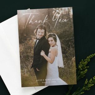 Invitación Caligrafía de guión moderno Foto Agradecimiento de