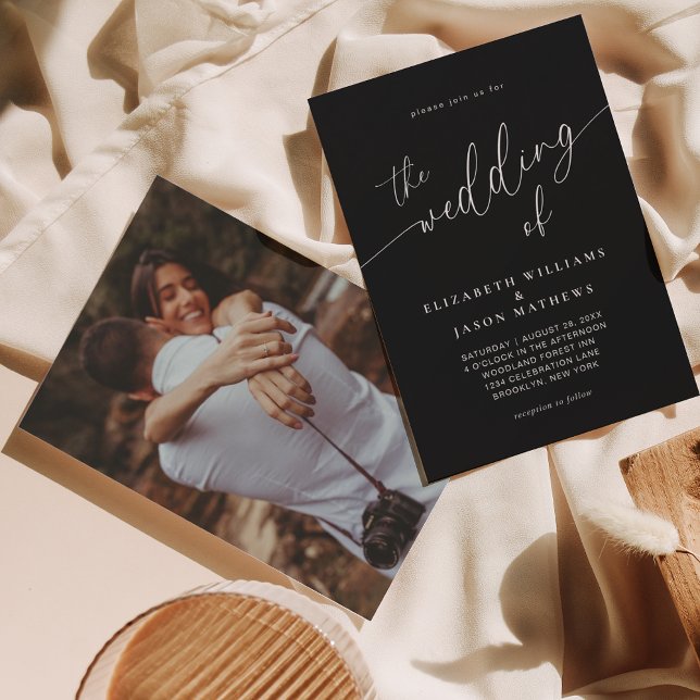 Invitación Caligrafía de guión simple Boda de fotografías en  (Subido por el creador)