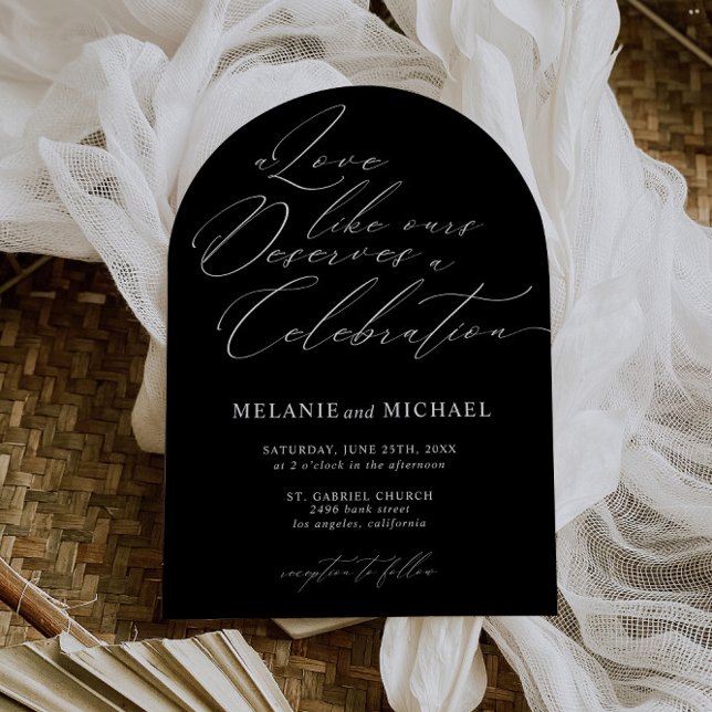 Invitación Caligrafía de guiones clásicos de B y W Boda de có (Subido por el creador)