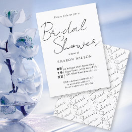 Invitación Caligrafía de guiones ducha de novia en blanco y n