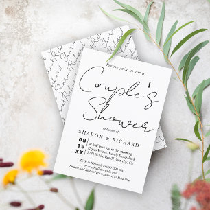 Invitación Caligrafía de guiones ducha en blanco y negro Pare