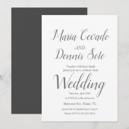 Invitación Caligrafía de Letra Gris Simple para Boda