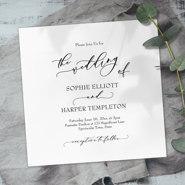 Invitación Caligrafía de lujo simple La boda de (Subido por el creador)