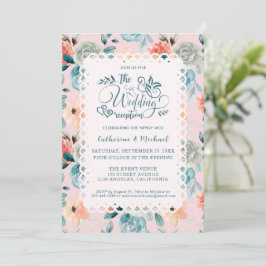 Invitación Caligrafía de matrimonio elegante de encaje floral