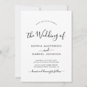 Invitación Caligrafía de Moda moderna Boda de código QR