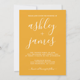 Invitación Caligrafía de Moda simple Boda amarillo Mellow