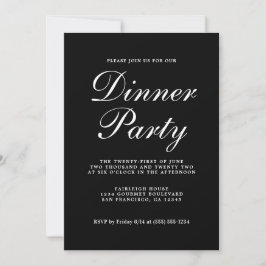 Invitación Caligrafía de Moda simple Fiesta de cena negro