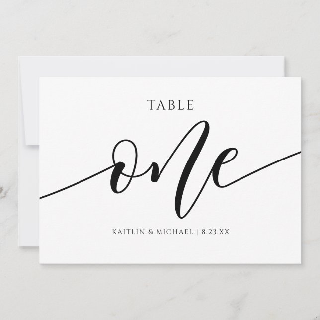 Invitación Caligrafía de números de tabla Boda modernos - 1 (Anverso)