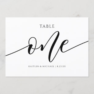 Invitación Caligrafía de números de tabla Boda modernos - 1