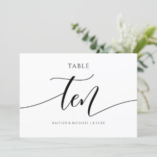 Invitación Caligrafía de números de tabla Boda modernos - 10