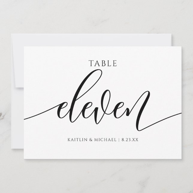 Invitación Caligrafía de números de tabla Boda modernos - 11 (Anverso)