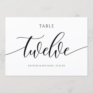 Invitación Caligrafía de números de tabla Boda modernos - 12