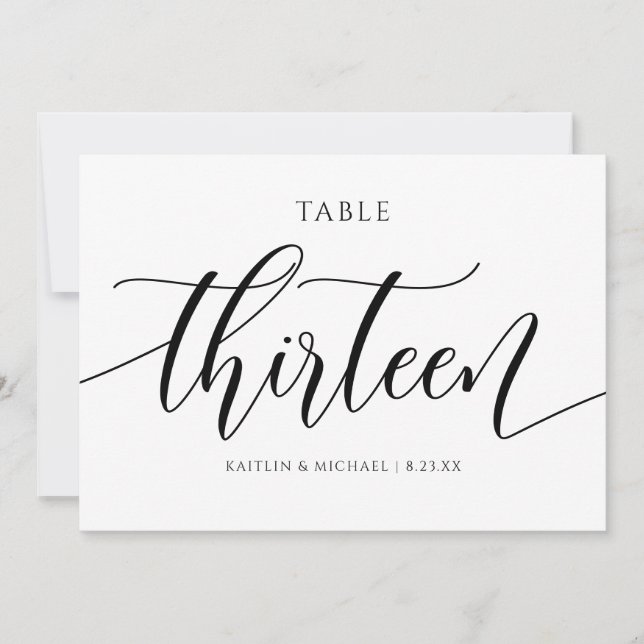 Invitación Caligrafía de números de tabla Boda modernos - 13 (Anverso)