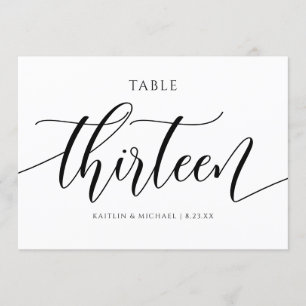 Invitación Caligrafía de números de tabla Boda modernos - 13