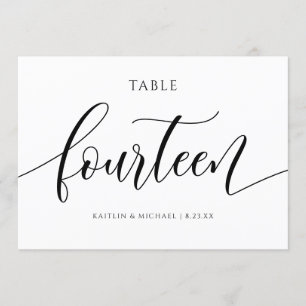 Invitación Caligrafía de números de tabla Boda modernos - 14