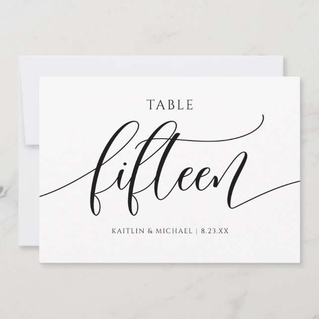 Invitación Caligrafía de números de tabla Boda modernos - 15 (Anverso)