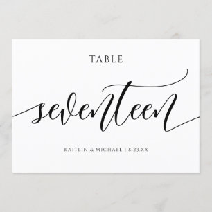 Invitación Caligrafía de números de tabla Boda modernos - 17