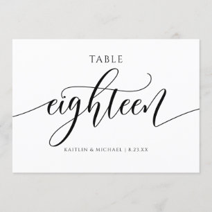 Invitación Caligrafía de números de tabla Boda modernos - 18