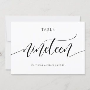 Invitación Caligrafía de números de tabla Boda modernos - 19